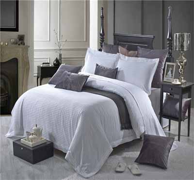 Juegos de ropa de cama para el hogar con rayas de algodón teñidas 220T-300T
